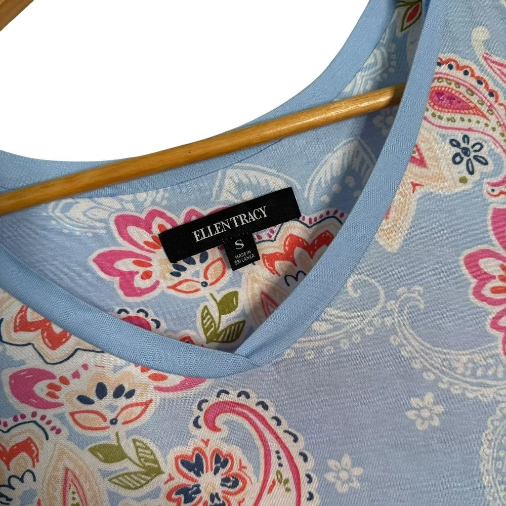 Ellen Tracy Nightgown Sleepwear Dress Women Size S Paisley‎ Print Loungewear